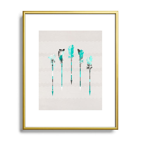 Iveta Abolina Teal Feathers Metal Framed Art Print