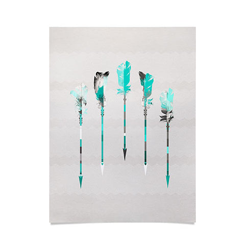 Iveta Abolina Teal Feathers Poster