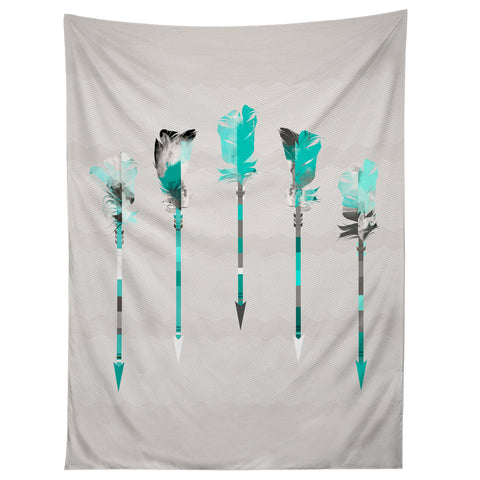 Iveta Abolina Teal Feathers Tapestry