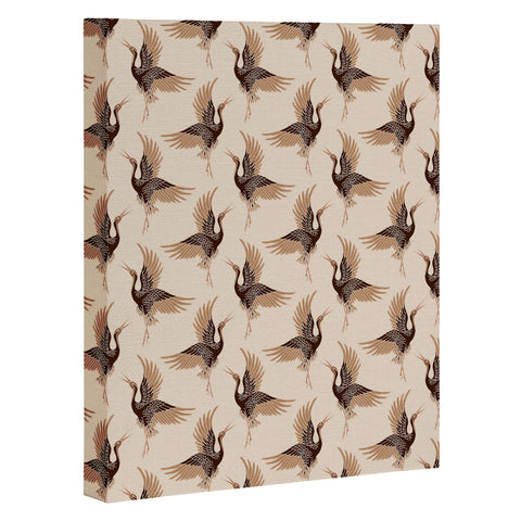 Iveta Abolina Terracotta Cranes Cream Art Canvas