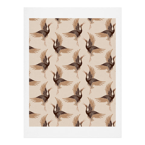 Iveta Abolina Terracotta Cranes Cream Art Print