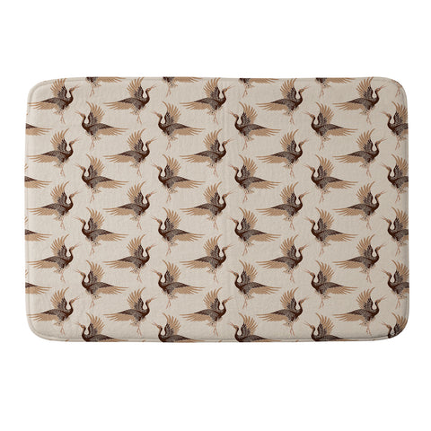 Iveta Abolina Terracotta Cranes Cream Memory Foam Bath Mat