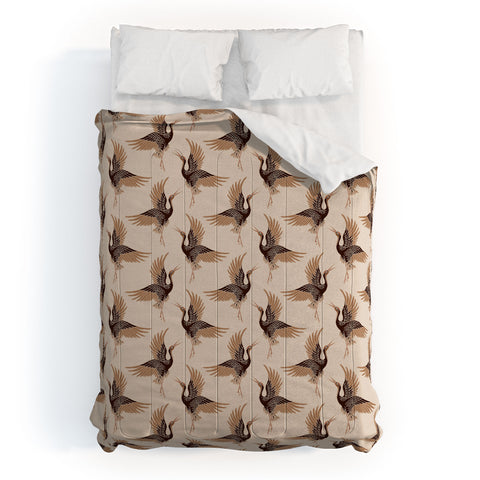 Iveta Abolina Terracotta Cranes Cream Comforter