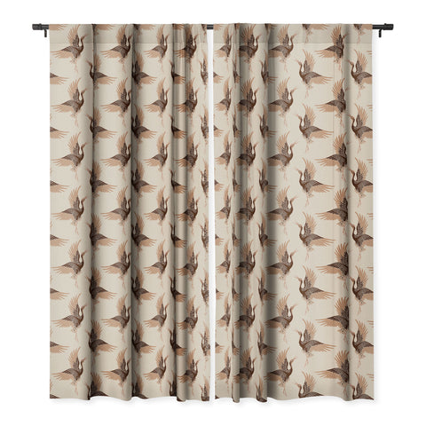 Iveta Abolina Terracotta Cranes Cream Blackout Window Curtain