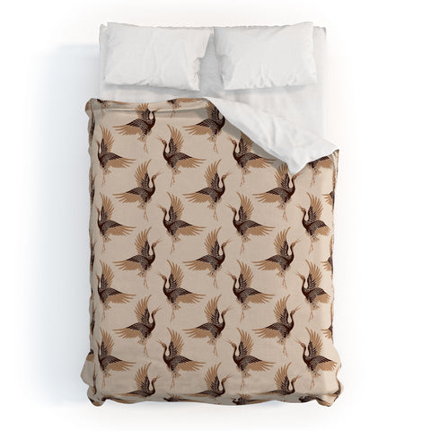 Iveta Abolina Terracotta Cranes Cream Duvet Cover