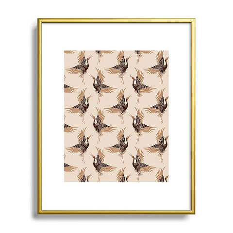 Iveta Abolina Terracotta Cranes Cream Metal Framed Art Print