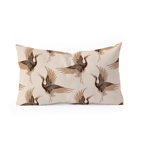Iveta Abolina Terracotta Cranes Cream Oblong Throw Pillow