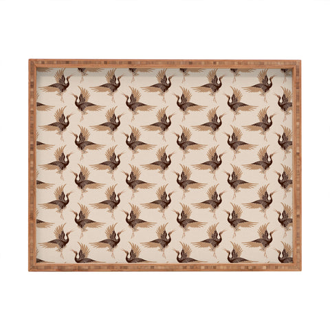 Iveta Abolina Terracotta Cranes Cream Rectangular Tray