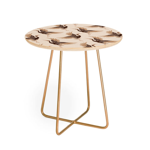 Iveta Abolina Terracotta Cranes Cream Round Side Table
