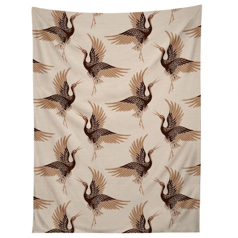 Iveta Abolina Terracotta Cranes Cream Tapestry