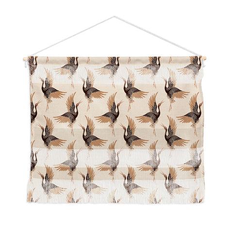 Iveta Abolina Terracotta Cranes Cream Wall Hanging Landscape