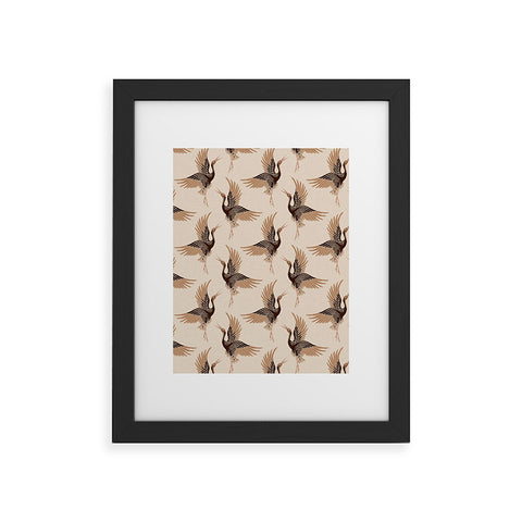 Iveta Abolina Terracotta Cranes Cream Framed Art Print