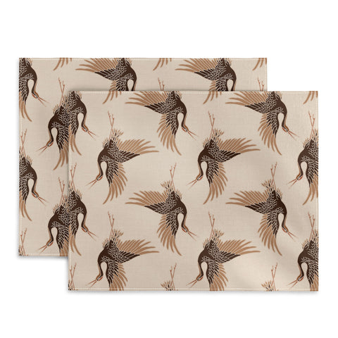 Iveta Abolina Terracotta Cranes Cream Placemat