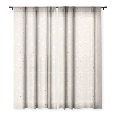 Iveta Abolina Tossed Daisies Neutral Sheer Window Curtain