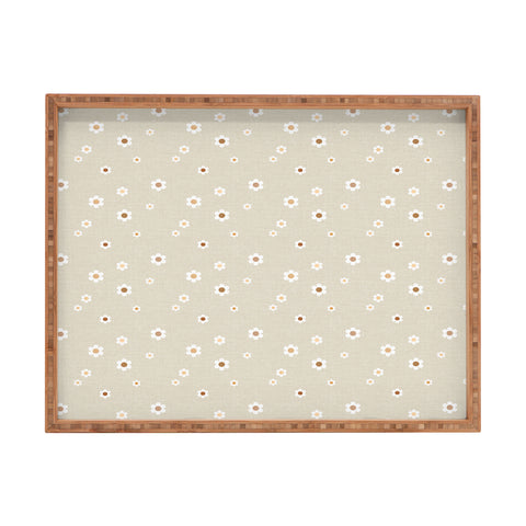 Iveta Abolina Tossed Daisies Neutral Rectangular Tray