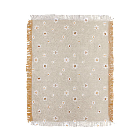 Iveta Abolina Tossed Daisies Neutral Throw Blanket