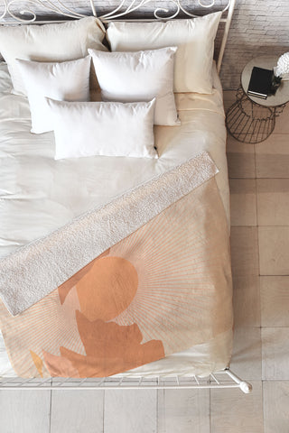 Iveta Abolina Valley Sunset Coral Fleece Throw Blanket