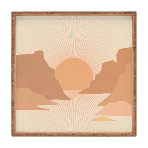 Iveta Abolina Valley Sunset Coral Square Tray