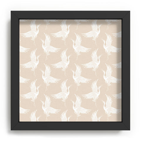 Iveta Abolina White Cranes Cream Recessed Framing Square