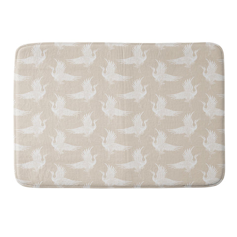 Iveta Abolina White Cranes Cream Memory Foam Bath Mat