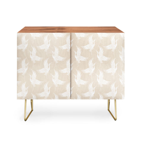 Iveta Abolina White Cranes Cream Credenza