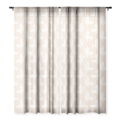 Iveta Abolina White Cranes Cream Sheer Window Curtain