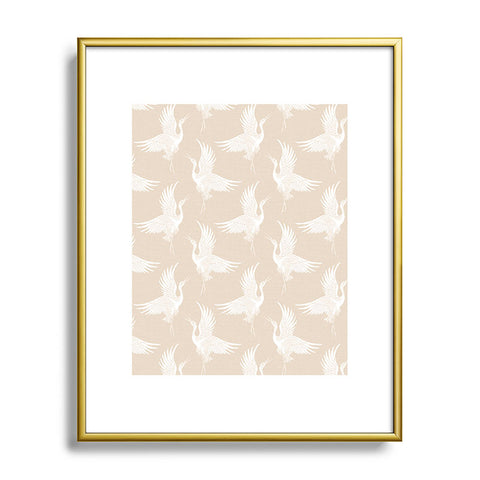 Iveta Abolina White Cranes Cream Metal Framed Art Print