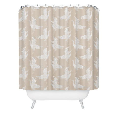 Iveta Abolina White Cranes Cream Shower Curtain