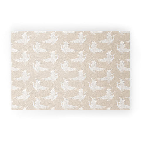 Iveta Abolina White Cranes Cream Welcome Mat