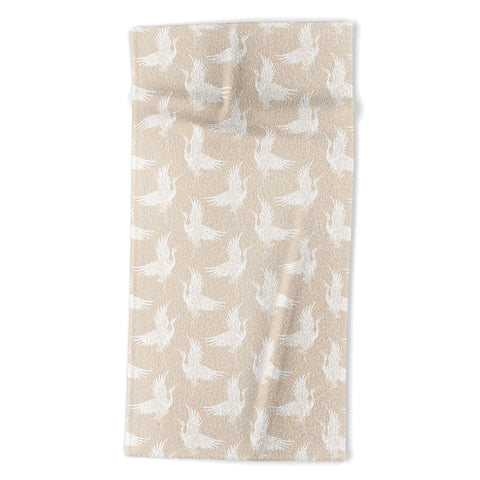 Iveta Abolina White Cranes Cream Beach Towel