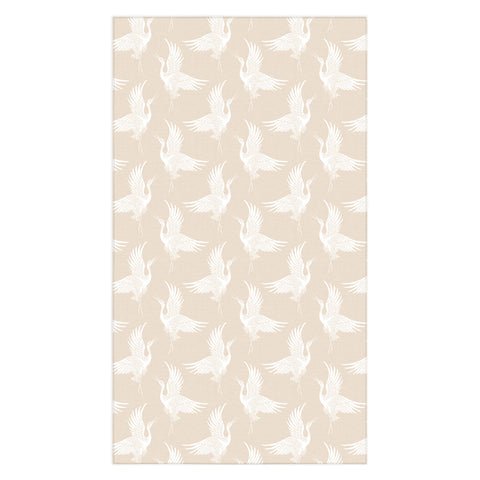 Iveta Abolina White Cranes Cream Tablecloth