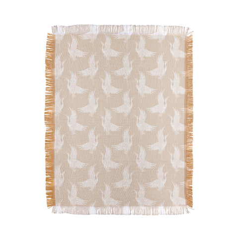 Iveta Abolina White Cranes Cream Throw Blanket