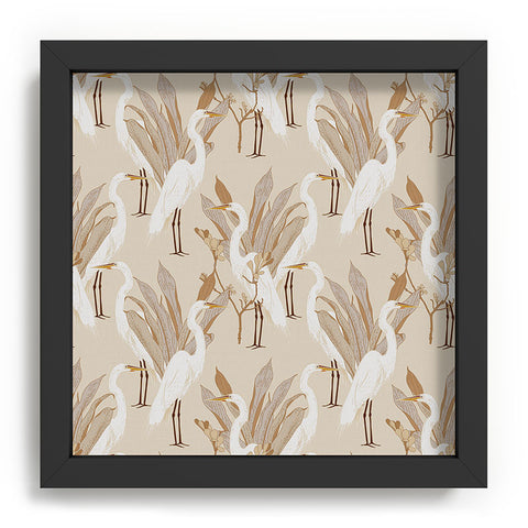 Iveta Abolina White Cranes Linen Recessed Framing Square