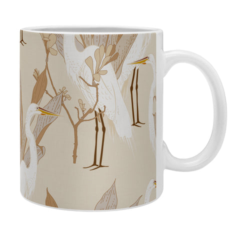 Iveta Abolina White Cranes Linen Coffee Mug