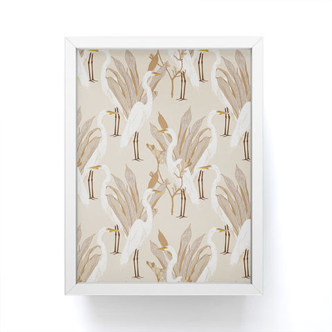 Iveta Abolina White Cranes Linen Framed Mini Art Print