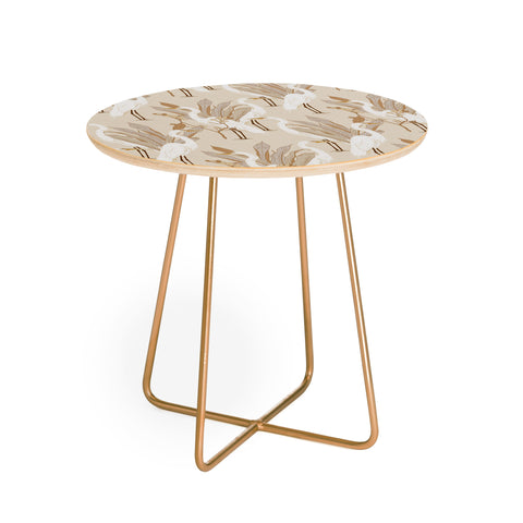 Iveta Abolina White Cranes Linen Round Side Table
