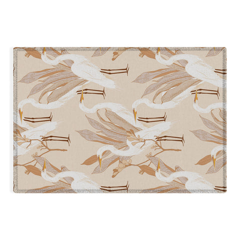 Iveta Abolina White Cranes Linen Outdoor Rug