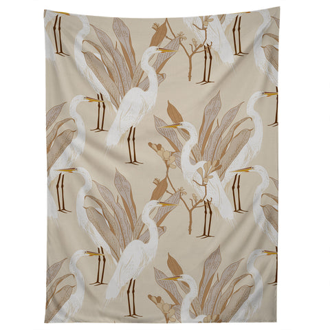 Iveta Abolina White Cranes Linen Tapestry