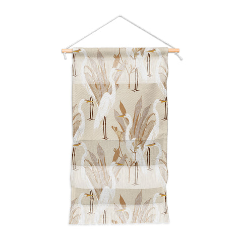 Iveta Abolina White Cranes Linen Wall Hanging Portrait