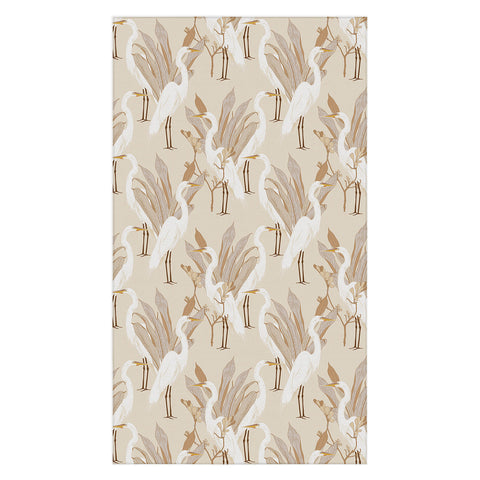 Iveta Abolina White Cranes Linen Tablecloth