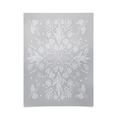 Iveta Abolina White Floral Gray II Poster