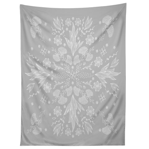 Iveta Abolina White Floral Gray II Tapestry