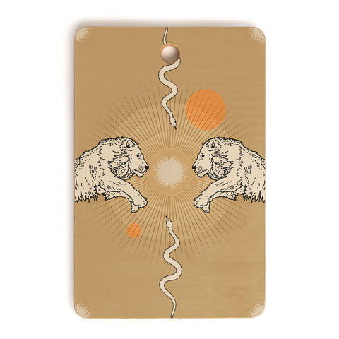 Iveta Abolina White Lions Cutting Board Rectangle