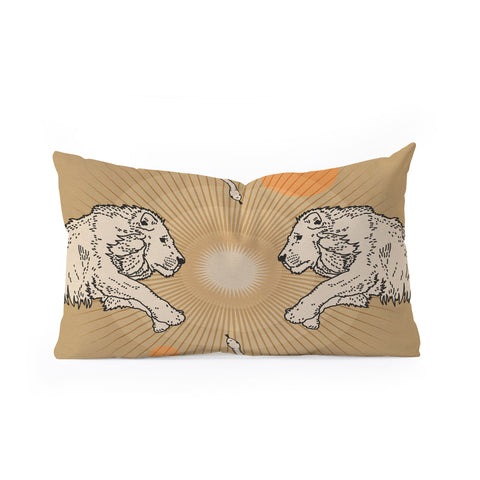 Iveta Abolina White Lions Oblong Throw Pillow