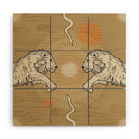 Iveta Abolina White Lions Wood Wall Mural