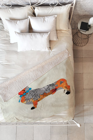 Iveta Abolina Wiener Dog Fleece Throw Blanket
