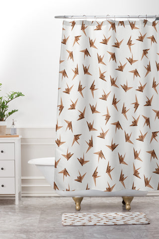 Iveta Abolina Wood Origami Shower Curtain And Mat