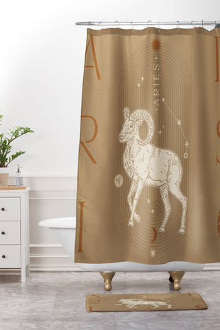 Iveta Abolina Zodiac Art Aries Shower Curtain And Mat