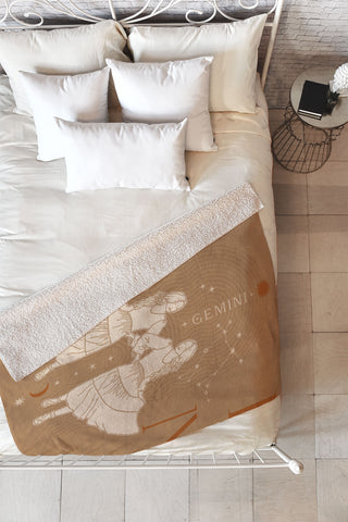 Iveta Abolina Zodiac Art Gemini Fleece Throw Blanket