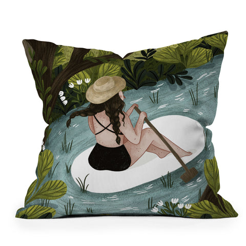 Iz Ptica Down the River Outdoor Throw Pillow